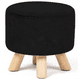 thumbnail image 1 of Puff Redondo De Terciopelo Con Patas De Madera Negro, 1 of 3