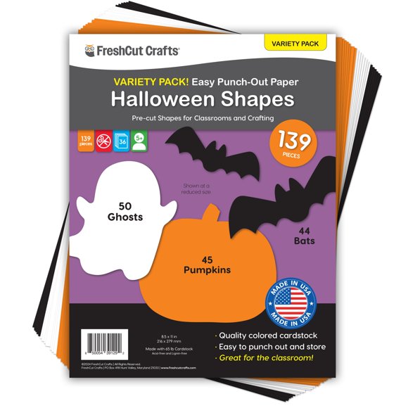 Recortes de papel perforado para Halloween, 139 unidades, manualidades recién cortadas