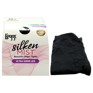 Medias Transparentes De Seda Silken Mist, Ultra Transparentes, Lsm200 Jet Black De Leggs Para Mujer, 1 Par (Q)