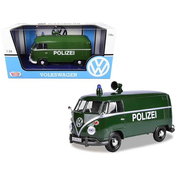 Modelo de coche fundido a presión Motormax Volkswagen Type 2 (T1) Police Van