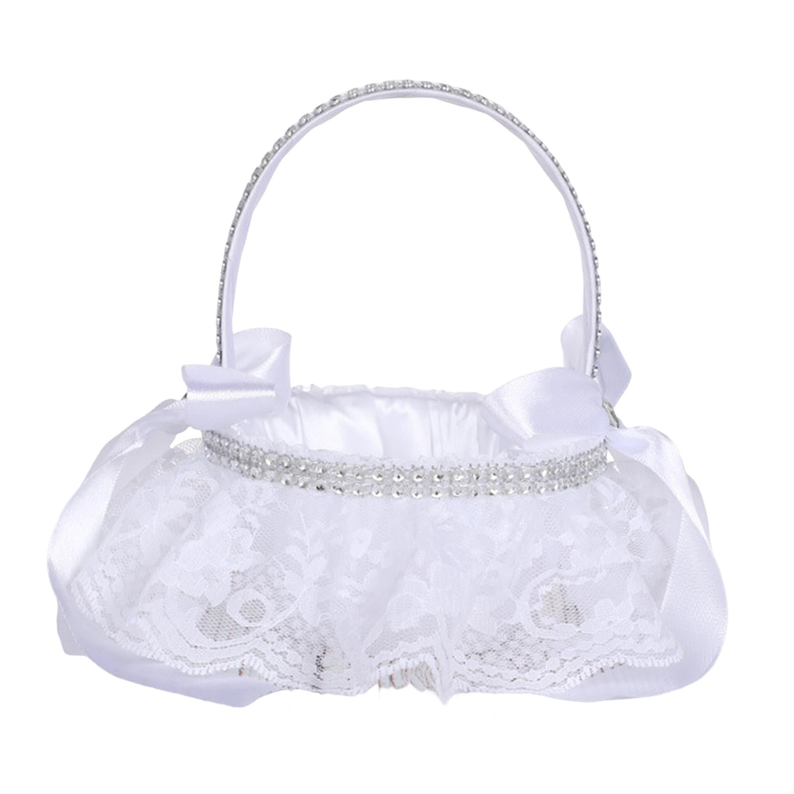 Magideal - Cesta De Flores De Cesta De Boda Fariy De Marfil Con Asa Cesta De Niña De Flores Blancas Para Compromiso Nupcial Suministros De Boda Decoración Estilo A