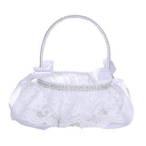 Magideal - Cesta De Flores De Cesta De Boda Fariy De Marfil Con Asa Cesta De Niña De Flores Blancas Para Compromiso Nupcial Suministros De Boda Decoración Estilo A