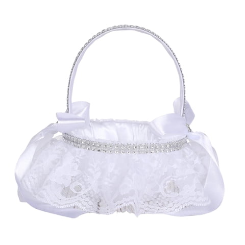 Magideal - Cesta De Flores De Cesta De Boda Fariy De Marfil Con Asa Cesta De Niña De Flores Blancas Para Compromiso Nupcial Suministros De Boda Decoración Estilo A