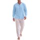thumbnail image 2 of INSPIRE CHIC Camisa de Hombre de Algodón y Lino de Manga Larga con Botones Casual XL Azul, 2 of 6