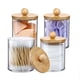 thumbnail image 3 of 4pcs Bamboo Lid Apothecary Jar Set - Clear Storage Containers for Cotton Swab, Ball, Pads, Floss - Vanity Makeup Organizer for Bathroom Accessories, 3 of 4