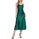 thumbnail image 2 of Vestido de satén CURVOSPORT para mujer, tirantes finos, escote en V, elegante vestido largo tipo slip XL verde oscuro, 2 of 6