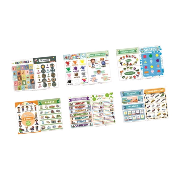12 Carteles Educativos Para Decoración De Pared Para Guarderías, Preescolares Y Escuelas