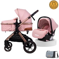 Coche Travel System Con Accesorios Lubabycas X1 Rosado