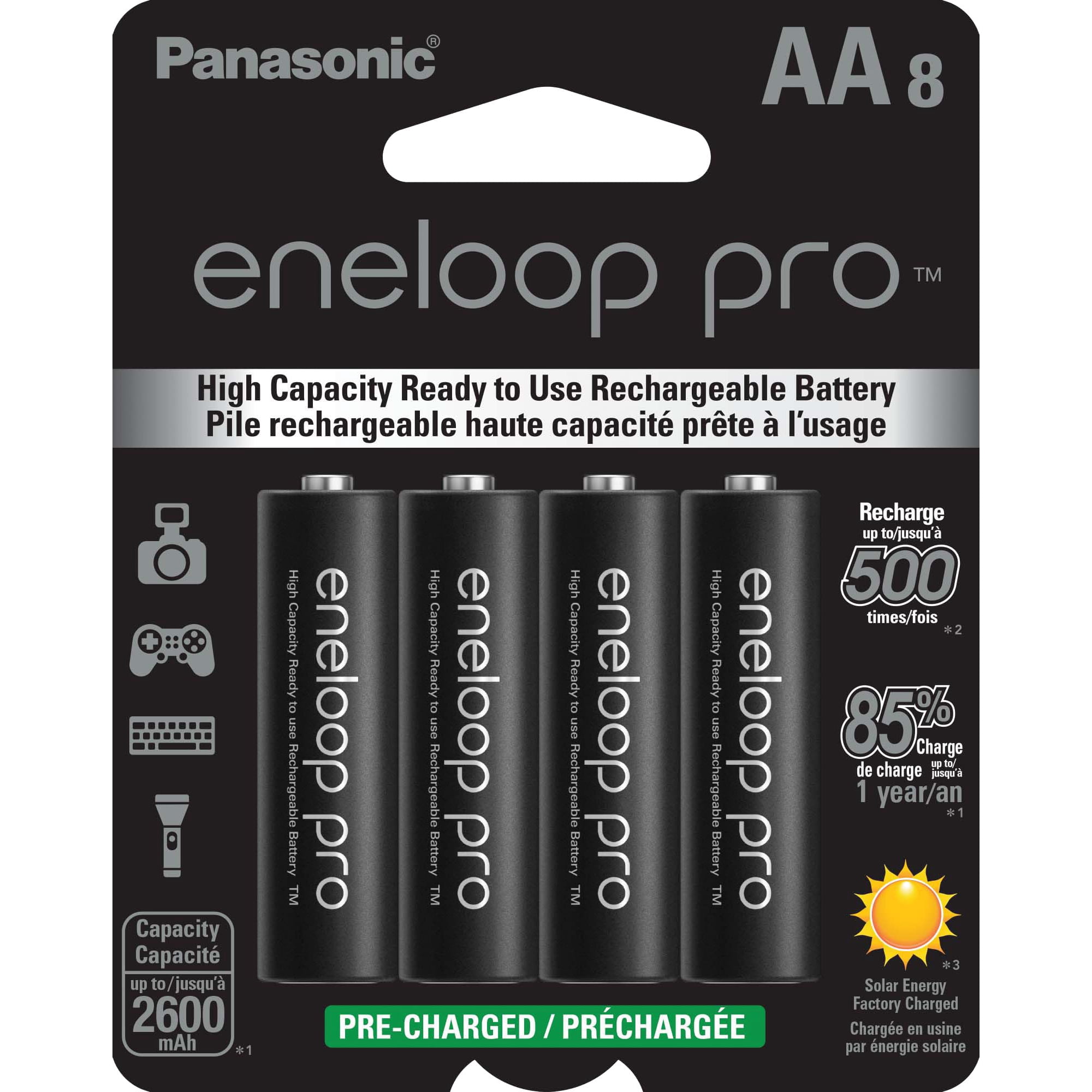 Baterías Recargables Eneloop Panasonic Bk-3hcca8ba Pro Aa X8