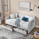 thumbnail image 3 of Twin Size Upholstery Daybed with Trundle Bed and Two Storage Drawers , Flat Arms with Pocket, Extendable Daybed for Bedroom Living Room,Linen Beige, 3 of 3