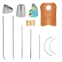 Magideal - De Dedal De Anillos De Dedal De Metal Escudo De De Moneda De Material Cuero Dedal Kit De Agujas De Material Cuero Para Tapicería