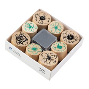 Magideal - Juego De Sellos De Madera, Fabricación De Tarjetas, Sello De Símbolo, Sellos De Madera Portátiles, Herramientas De Bricolaje Para Niños Para Manualida Flor