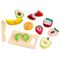 Magideal - Juego De Corte De Madera Para Niños, Juguete De Comida, Juego De Corte Para Niños Pequeños, Juguete Para Juego De Imitación, Rompecabezas De Cocina De Fruta