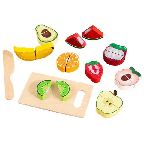 Magideal - Juego De Corte De Madera Para Niños, Juguete De Comida, Juego De Corte Para Niños Pequeños, Juguete Para Juego De Imitación, Rompecabezas De Cocina De Fruta