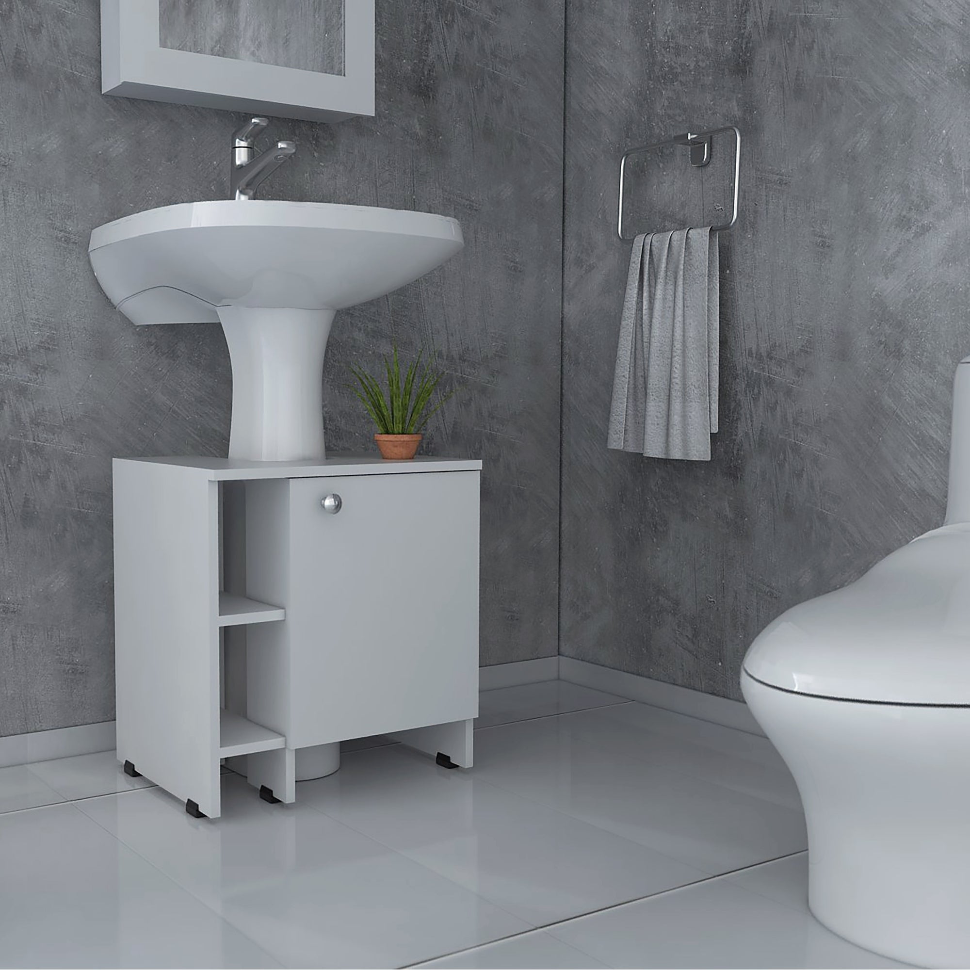 Tuhome - Mueble Para Lavamanos Bath 1 Puerta 50,9x47x37,4 Cm Blanco