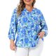 thumbnail image 1 of Agnes Orinda Camisas Florales de Talla Grande para Mujer con Cuello en V con Muesca, Mangas Largas Enrollables, Botones Abajo, Blusas Casuales 3X Azul, 1 of 6