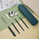 thumbnail image 1 of 5pcs/set, Cutlery, Coffee Spoon, Salad Fork, Steak Knife, Milk Spoon, Salad Fork, Meal Knife, Portable Chopsticks, Washable Dessert Spoon, Stainless Steel Flatware With Storage Box, Tableware For Rest, 1 of 5