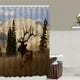 thumbnail image 2 of 1pc Mountain Elk Print Shower Curtain Set with 12 Hooks, Non-Slip Bathroom Rug, Toilet U-Shape Mat, and Toilet Lid Cover Pad - Stylish and Functional Bathroom Decor, 2 of 4