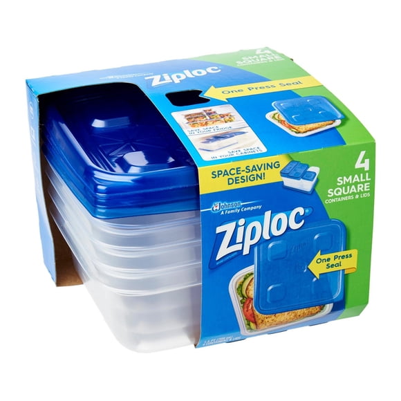 Contenedor Ziploc Pequeño Cuadrado - Juego de 4