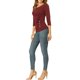 thumbnail image 2 of INSPIRE CHIC Blusa Fruncida con Botones Decorativos en el Cuello en V de Manga 3/4 para Mujer, Top de Punto Sólido para Regreso a Clases, Burdeos 3XL, 2 of 7