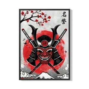 Creango - Cuadro Poster Enmarcado Arte Japones Samurai Decorativo