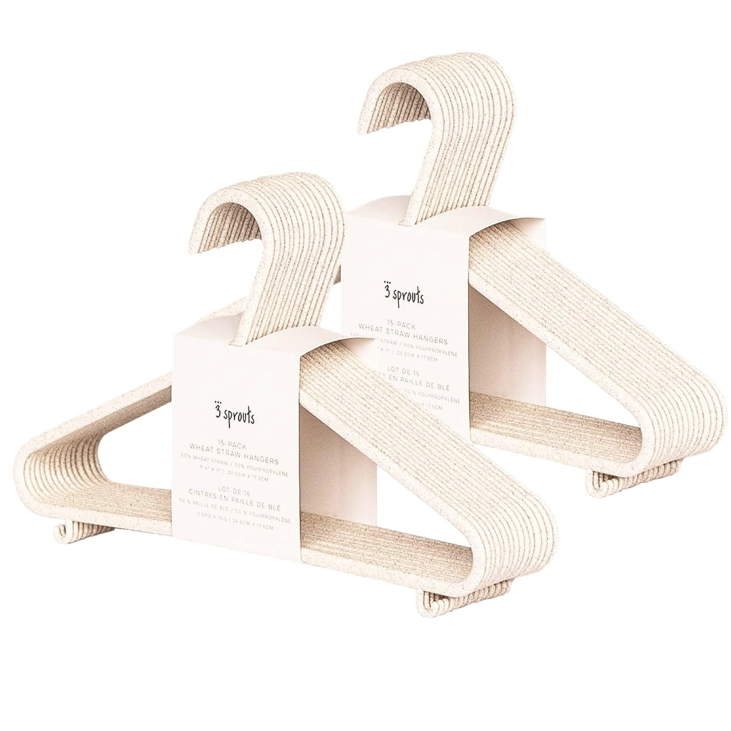 3 Sprouts - Paja De Trigo Hangers De Plástico Paquete De 30 Unidades Para Ropa Infantil