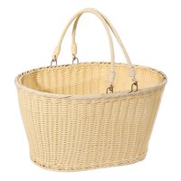 Magideal - Cesta De Cocina De Imitación De Ratán, Multifuncional, Con Estructura De Alambre De Hierro Y Asa, Ideal Para El Jardín, La Casa, La Comida Y La Fruta. 35 Cm X 27 Cm X 17 Cm