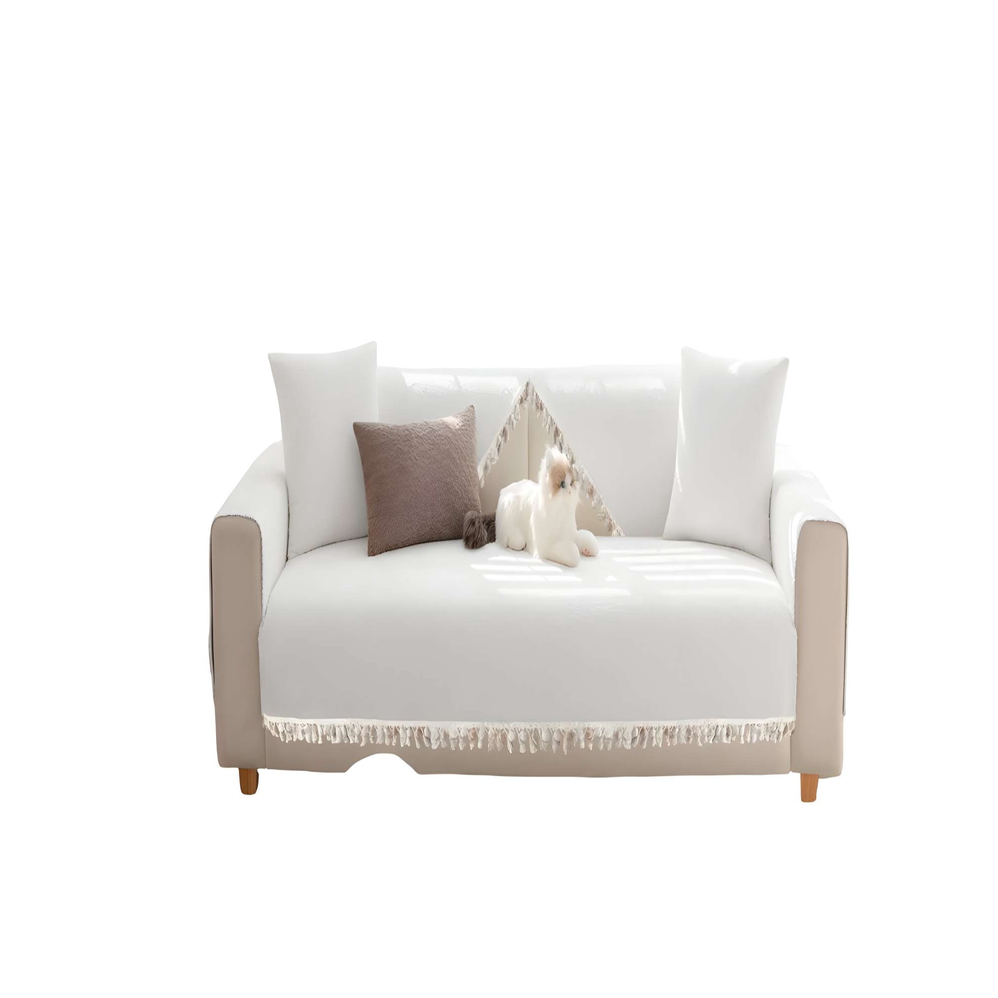 Genérico - Fundas De Sillón Con Flecos 5 Piezas De Sillón Con Flecos Blanco