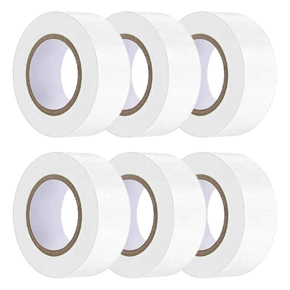 Cinta adhesiva Hubaow blanca de plástico de 1 cm x 183 m, paquete de 6