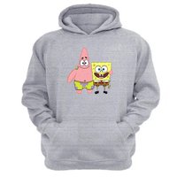 Genérico - Polerón Canguro Bob Y Patricio Gris Claro Talla Xs Unisex