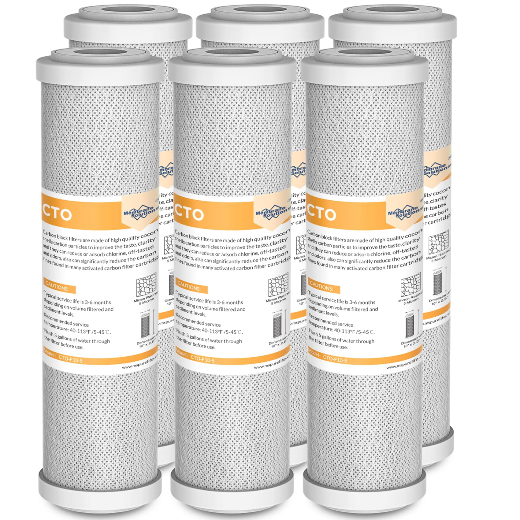 Cartucho De Filtro De Agua Membrane Solutions 5 Micron 2.5 X 10