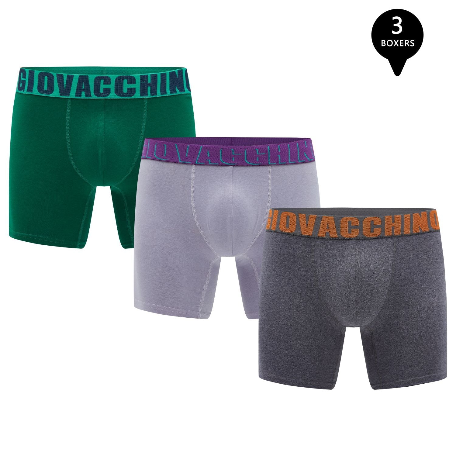 Giovacchino - Pack De 3 Boxer Medio Algodon Hombre