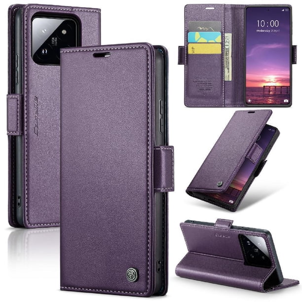 CaseMe tipo cartera Xiaomi 14 con cierre magnético, RFID, tarjetero, soporte, carga inalámbrica