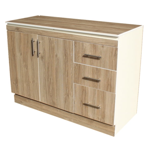 MUEBLE DE COCINA BASE 1200 MM ESTRUCTURA MELAMINA BLANCA FRENTE MELAMINA NODO