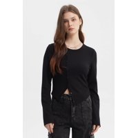 Fashionspark - Polera Mujer Corte Diagonal Negro