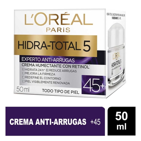 Crema Facial L'oreal Paris Hidra-Total 5 Todo Tipo De Piel +45