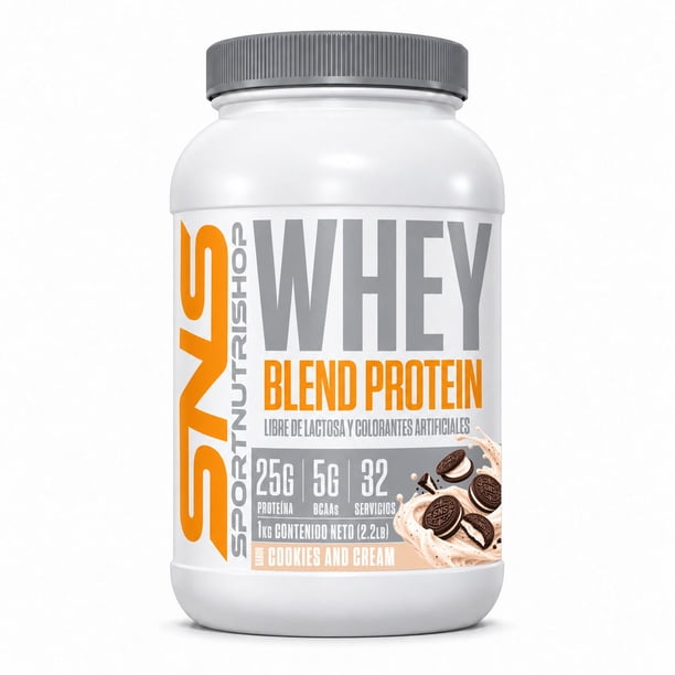PROTEINA WHEY BLEND 1KG 32 SERVICIOS COOKIES AND CREAM - SPORTNUTRISHOP