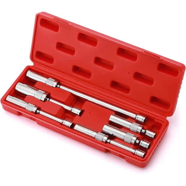 CASOMAN Set de 6 dados magnéticos articulados para bujías, encastre de 3/8 pulgadas
