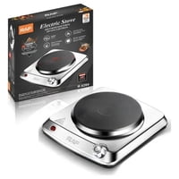 Raf - Cocina Cocinilla Eléctrica 1 Plato Acero Inoxidable Encimera 1000W Plateado