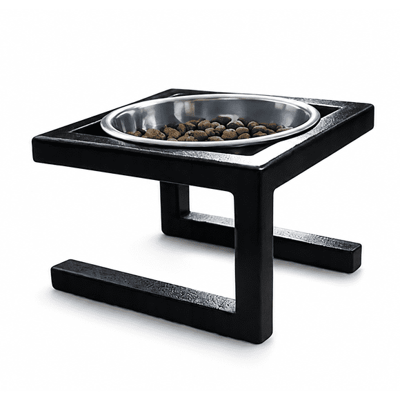 Comedor para gatos acero negro