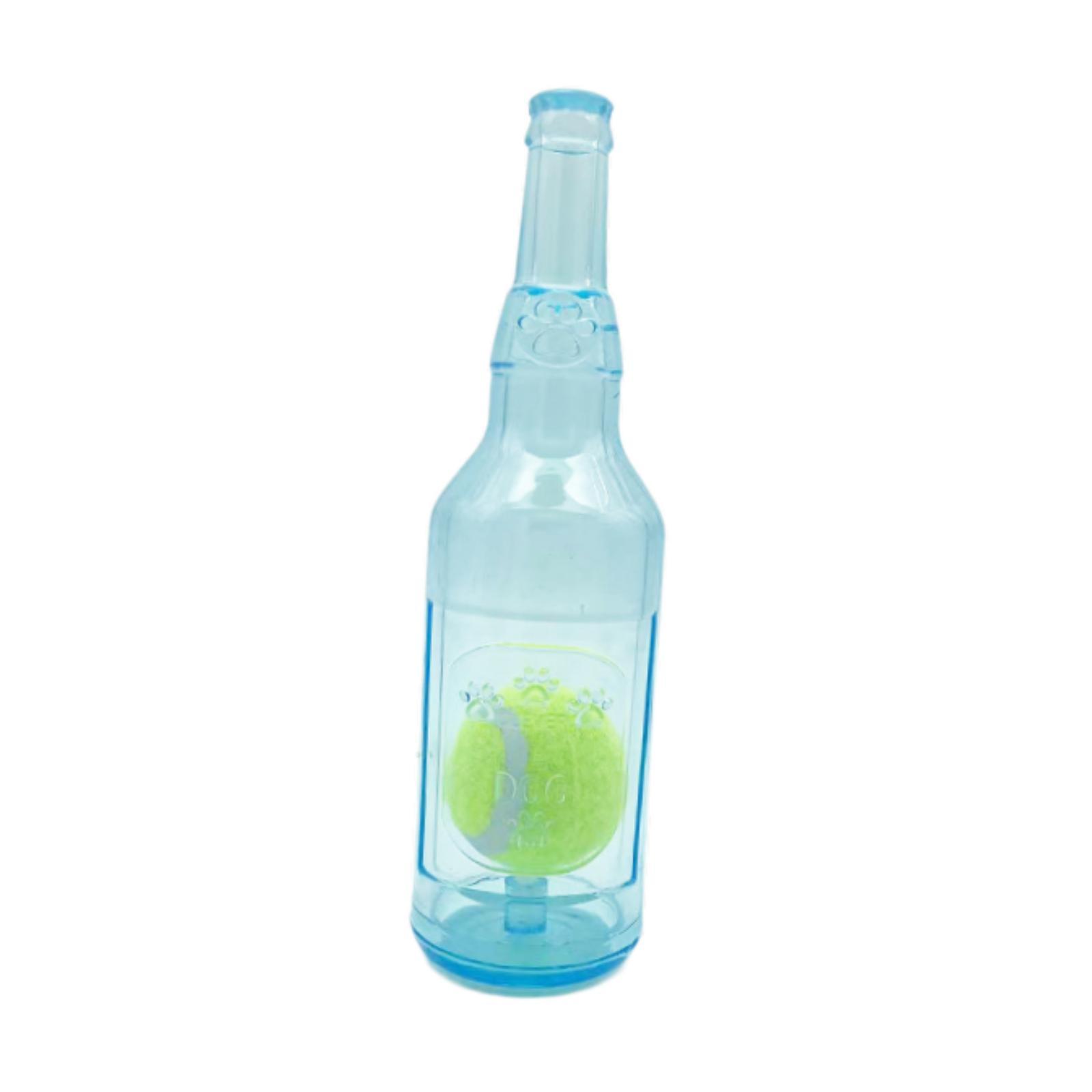 Magideal - Botella De Agua Juguete Para Perros Para Masticadores Agresivos Pelota De Tenis Incluida Lindo Juguete Chirriante Para Perros Juguete Chirriante Para Azul