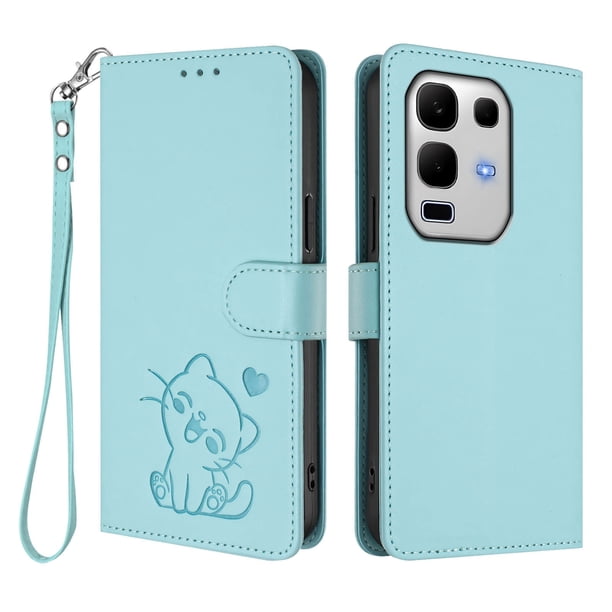 Funda de Gato tipo Libro para Infinix Note 50S, Verde Claro