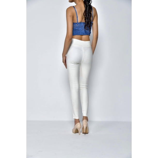 Pantalón Cuero Sharo Classic Leather Stretch Dama Blanco Lider