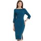 thumbnail image 1 of INSPIRE CHIC Vestido de Tubo para Mujer Cuello Barco Mangas 3/4 Dobladillo con Abertura Vestidos Midi para el Trabajo Azul Lago M, 1 of 6