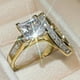 thumbnail image 1 of 2pcs Luxury Couple Ring Silver Plated Inlaid Elegant Square Shape Zircon Perfect Engagement Wedding Jewelry For New Couple Gift For Your Girl Show That You Will Love Her Evermore, 1 of 3