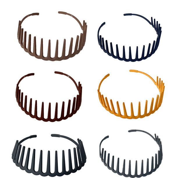 6 diademas con forma de diente de tiburón en zigzag, de tela dura, con forma de onda, de plástico, accesorio para el cabello.