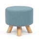 thumbnail image 1 of Taburete Otomano Pequeño Y Redondo De Tela Azul Claro, 1 of 8