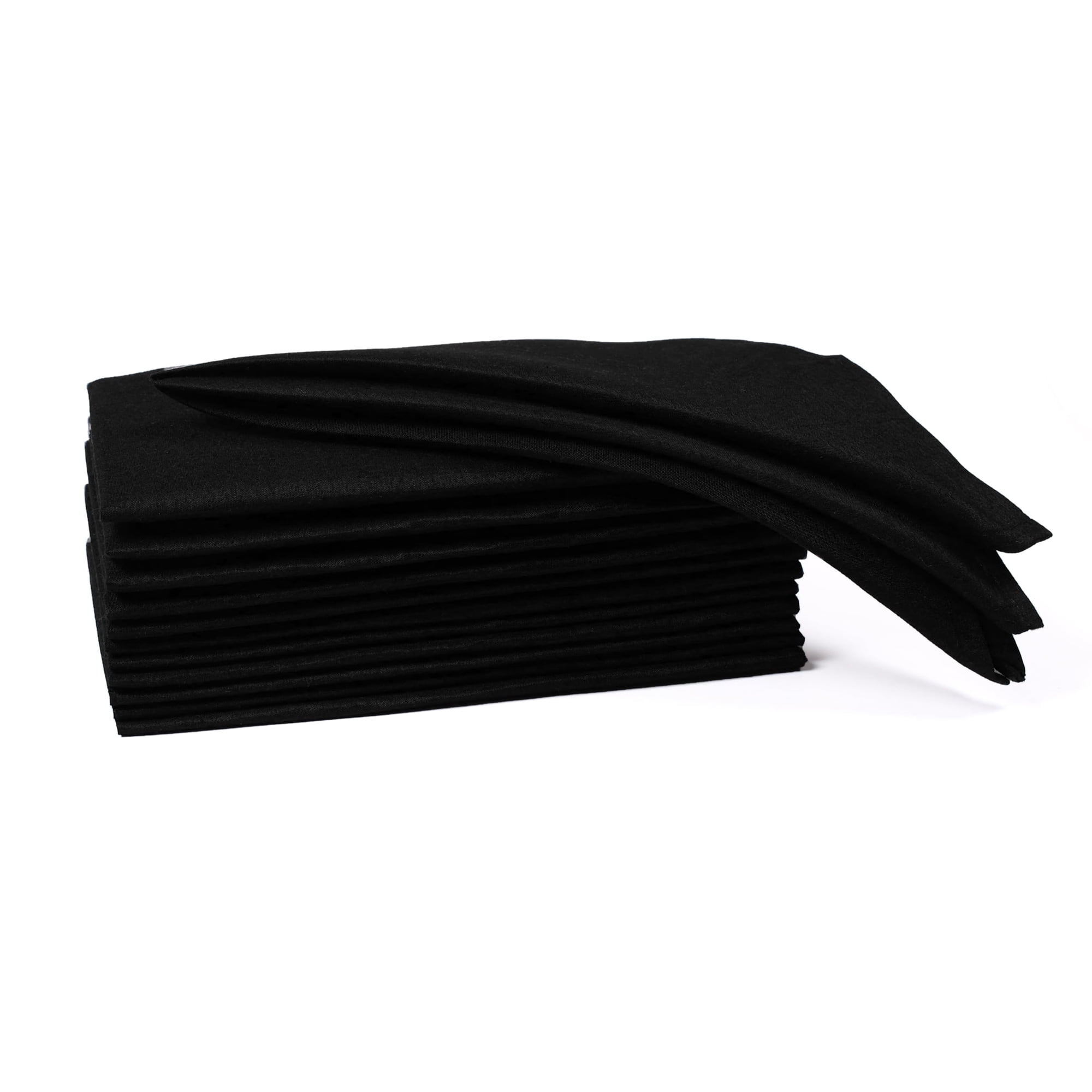 Juego De 12 Servilletas De Tela Ramanta Home, Poliéster, 45 X 45 Cm, Color Negro