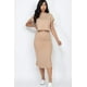 thumbnail image 1 of Capella Conjunto de Top Casual de Cuello Redondo y Falda Midi de Manga Corta Acanalada Lisa - Rosa Apparel, 1 of 10