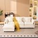 thumbnail image 2 of Beige color 3-seat combo sofa with storage ottoman for living room apartment bedroom and compact room, Upholstered sectional Couch, L Shaped Bench with a footrest, 2 of 3